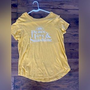 Peace love and shine yellow summer women’s t shirt